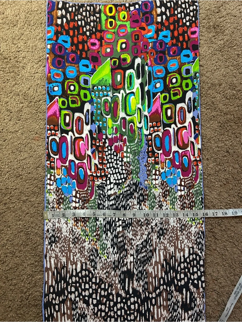 Vintage geometric unique silk scarf